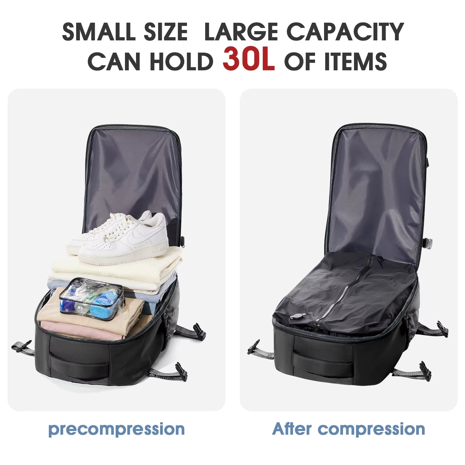 Vacuum Backpack Travel Bag for Men Large Capacity Backpack Business Laptop Backpack Women Men Expandable Backpack School Bag